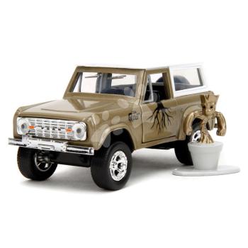 Kisautó Marvel Ford Bronco 1973 Jada fém nyitható ajtókkal és Groot figurával hossza 14 cm 1:32 kép