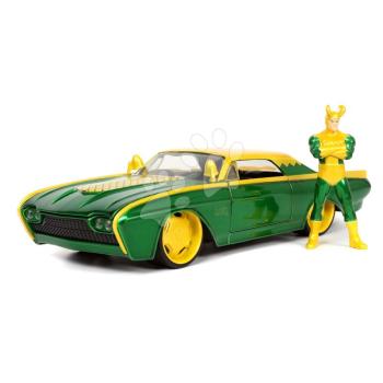 Kisautó Marvel Ford Thunderbird Jada fém nyitható részekkel és Loki figurával hossza 22 cm 1:24 kép
