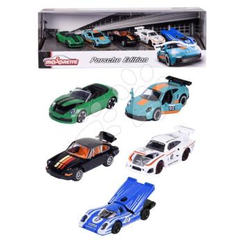 Kisautók Porsche Motorsport 5 Pieces Giftpack Majorette fém 7,5 cm hosszú 5 fajta ajándékcsomagolásban kép
