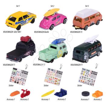 Kisautók VW The Originals Majorette fém matricákkal hossza 7,5 cm szett 2 fajta 3 változat kép