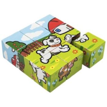 Kocka kocka Első állataim fa 9x9x3cm 9 db kép