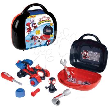 Koffer szétszerelhető négykerekűvel Spidey Box Spin Marvel Smoby szerszámokkal és figurával 17 darabos kép