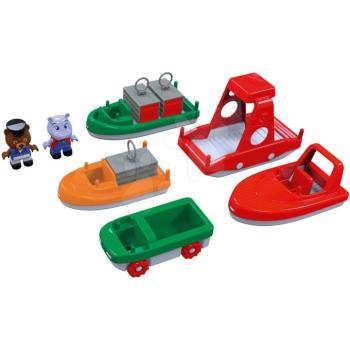 Konténeres hajók és motorcsónak AquaPlay vízilóval és medvével 7 darabos (kompatibilis a Duplo-val) kép