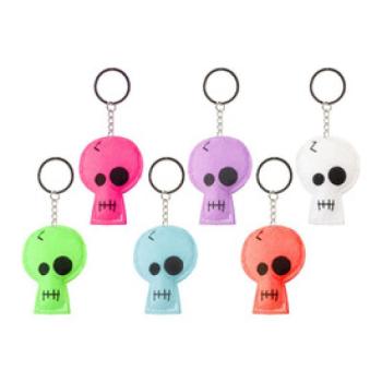 Koponya kulcstartó, neon színű, 8 cm, 6 féle kép