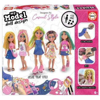 Kreatív alkotás My Model Doll Design Casual Style Educa Készíts saját városi játékbabát 5 modell 6 éves kortól kép