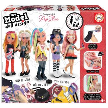 Kreatív alkotás My Model Doll Design Pop Star Educa készítsd el saját popsztár játékbabádat az 5 modellből 6 évtől kép