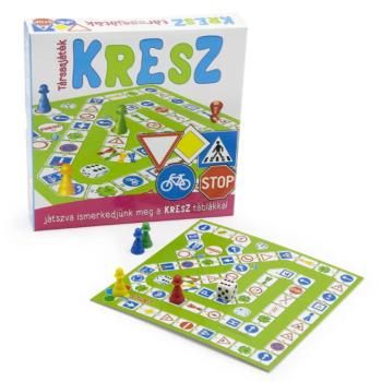 Kresz tanuló társasjáték - oktató játék dobókockával és színes bábukkal (BBMJ) kép