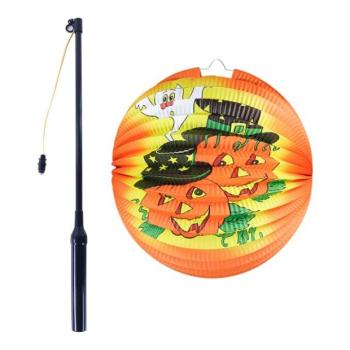 Lámpás Halloween vidám tök 25 cm fénypálcával 39 cm kép
