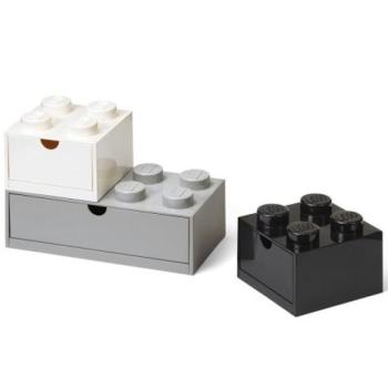 LEGO® asztali dobozok fiókkal Multi-Pack 3 db - fekete, fehér, szürke kép