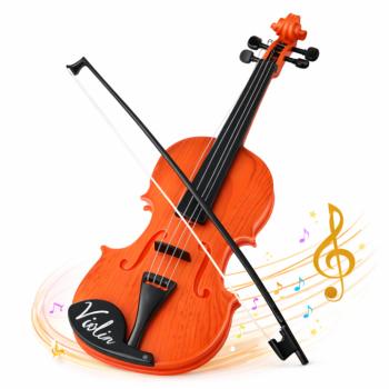 LittleMaestro gyerek játék hegedű vonóval – 4 húros klasszikus játék hangszer gyerekeknek 42 cm (BBJ) kép