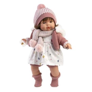 Llorens 38574 LOLA - élethű baba hangokkal és puha textil testtel - 38 cm