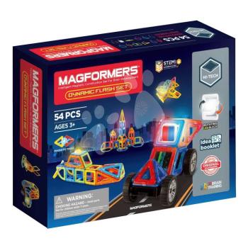 Mágneses építőjáték Villogó fények Dynamic Flash Set Magformers elektronikus 54 részes kép