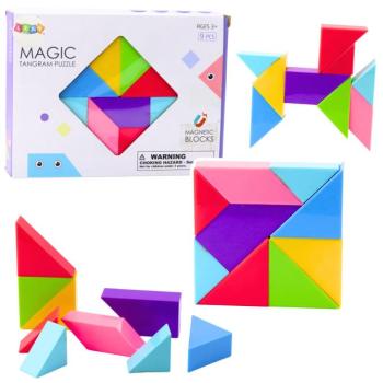 Mágneses Tangram kockák matricákkal, 9 darabos kép