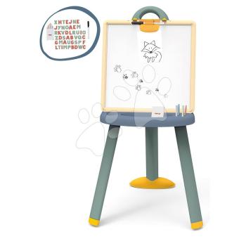 Mágneses tanulótábla Blue Plastic Board 2in1 Smoby kétoldalas filctollra és krétára 7 kiegészítővel kép