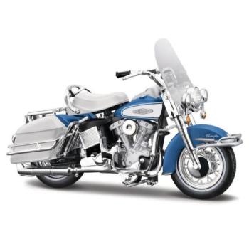 Maisto - HD - Motorkerékpár - 1966 FLH Electra Glide, kék-fehér, 44-es sorozat, blister doboz, 1:18 kép