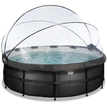 Medence búrával és homokszűrős vízforgatóval Black Leather pool Exit Toys kerek acél medencekeret 427*122 cm fekete 6 évtől kép