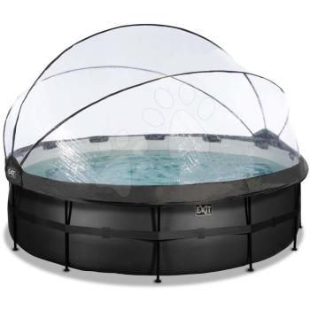 Medence búrával és homokszűrős vízforgatóval Black Leather pool Exit Toys kerek acél medencekeret 488*122 cm fekete 6 évtől kép