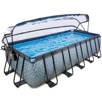 Medence búrával és homokszűrős vízforgatóval és hőszivattyúval Stone pool Exit Toys acél medencekeret 540*250*122 cm szürke 6 évtől kép