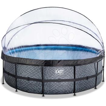 Medence búrával és homokszűrős vízforgatóval Stone pool Exit Toys kerek acél medencekeret 450*122 cm szürke 6 évtől kép