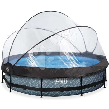 Medence búrával és szivattyúval Stone pool Exit Toys kerek acél medencekeret 360*76 cm szürke 6 évtől kép