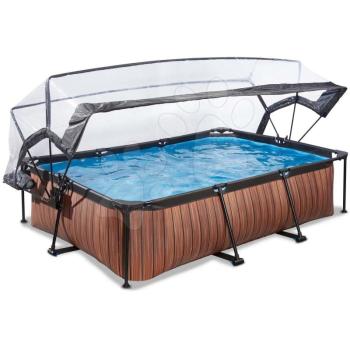 Medence búrával és szivattyúval Wood pool Exit Toys acél medencekeret 300*200 cm barna 6 évtől kép