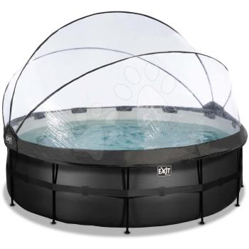 Medence búrával homokszűrős vízforgatóval és hőszivattyúval Black Leather pool Exit Toys kerek acél medencekeret 427*122 cm fekete 6 évtől kép