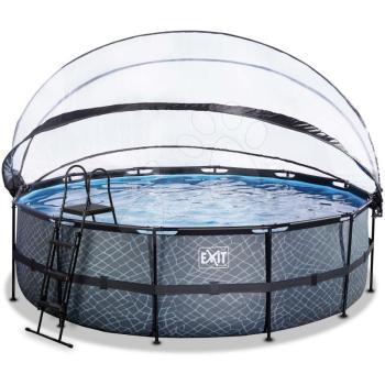 Medence búrával homokszűrős vízforgatóval és hőszivattyúval Stone pool Exit Toys kerek acél medencekeret 488*122 cm szürke 6 évtől kép