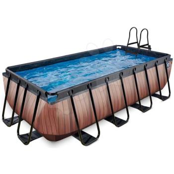 Medence homokszűrős vízforgatóval Wood pool Exit Toys acél medencekeret 400*200*100 cm barna 6 évtől kép