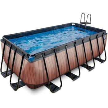 Medence homokszűrős vízforgatóval Wood pool Exit Toys acél medencekeret 400*200*122 cm barna 6 évtől kép