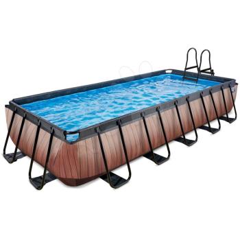 Medence homokszűrős vízforgatóval Wood pool Exit Toys acél medencekeret 540*250*100 cm barna 6 évtől kép