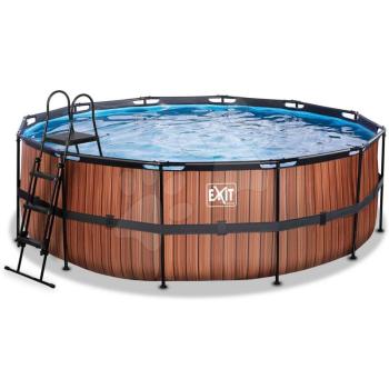 Medence homokszűrős vízforgatóval Wood pool Exit Toys kerek acél medencekeret 427*122 cm barna 6 évtől kép