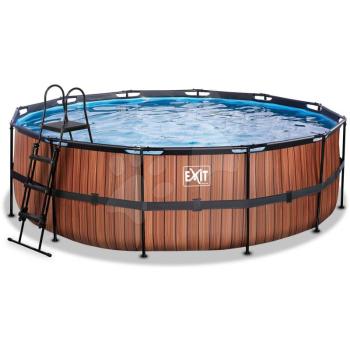 Medence homokszűrős vízforgatóval Wood pool Exit Toys kerek acél medencekeret 450*122 cm barna 6 évtől kép