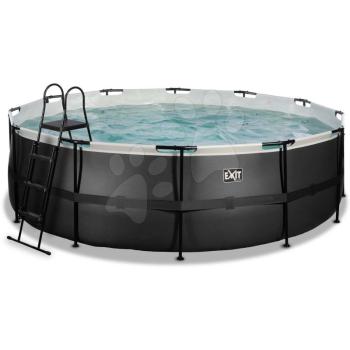 Medence vízforgatóval Black Leather pool Exit Toys kerek acél medencekeret 450*122 cm fekete 6 évtől kép