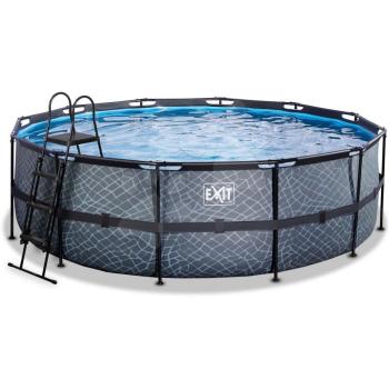 Medence vízforgatóval Stone pool Exit Toys kerek acél medencekeret 450*122 cm szürke 6 évtől kép