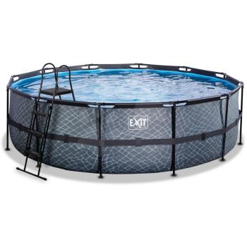 Medence vízforgatóval Stone pool Exit Toys kerek acél medencekeret 488*122 cm szürke 6 évtől kép