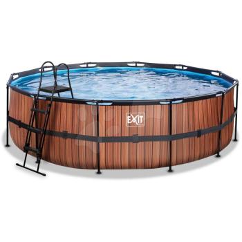 Medence vízforgatóval Wood pool Exit Toys kerek acél medencekeret 488*122 cm barna 6 évtől kép
