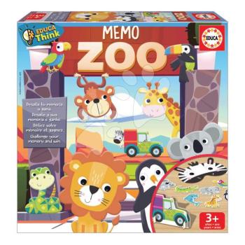 Memóriajáték állatokkal és álarcokkal Memo Zoo Educa 2-4 játékosnak spanyol angol francia és portugál nyelveken kép