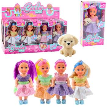 Mini baba szett ruhában kiskutyával Mix 12 cm kép