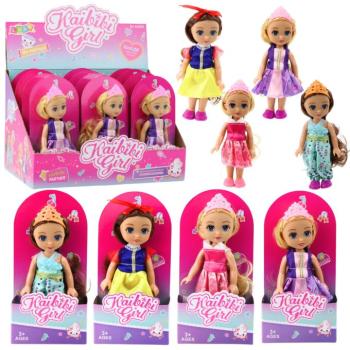 Mini hercegnő baba koronával és díszes ruhával 17 cm mix kép