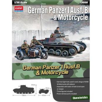 Model Kit katonai 13556 - Német Panzer I Ausf.B & Motorkerékpár (1:35) kép