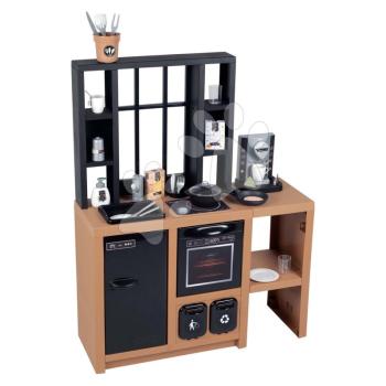 Modern játékkonyha Loft Industrial Kitchen Smoby kávéfőzővel működő készülékekkel és 32 kiegészítővel 50 cm munkafelület kép