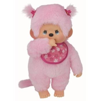 Monchhichi Moncsicsi lány rózsaszín előkével 45cm kép