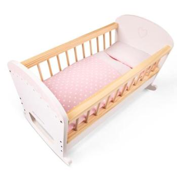 New Classic Toys Fa bölcső babáknak matraccal, párnával és paplannal kép