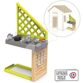 Nyári kiskonyha 17 kiegészítővel Summer Kitchen házikóhoz Smoby főzőlappal és mosogatóval UV szűrővel 24 hó-tól kép