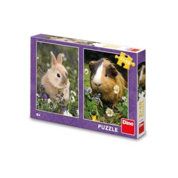 Nyúl és tengerimalac puzzle 2x48 darab kép