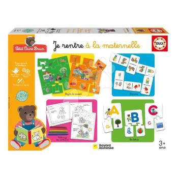 Oktatójátékok legkisebbeknek 4in1 Petit Ours Brun Educa puzzle dominó kifestők és első betűk kép