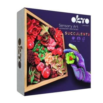 OKTO Passion Művészi modellező készlet pozsgásokkal fa keretben 21x21 cm kép