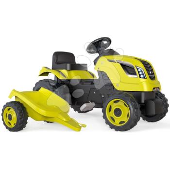 Pedálos traktor utánfutóval Farmer XL GreenTractor+Trailer Smoby zöld állítható üléssel és hanggal 142 cm kép
