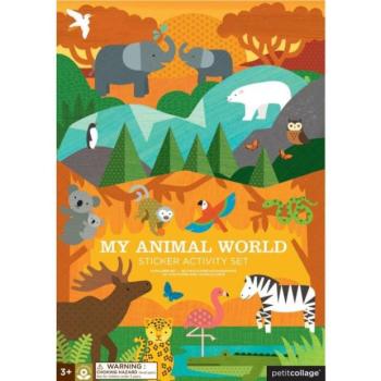 Petit Collage Újrafelhasználható matricák My World of Animals jelenettel kép