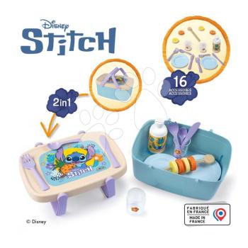 Piknik kosár és asztalka 2in1 Stitch Picnic Basket Smoby 16 kiegészítővel ebédkészlettel kép